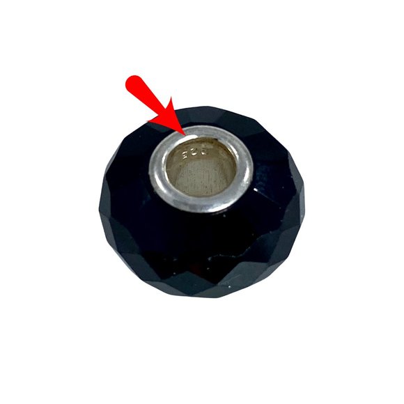 European Charm Bead Black Faceted Crystal 925S - Picture 3 of 5